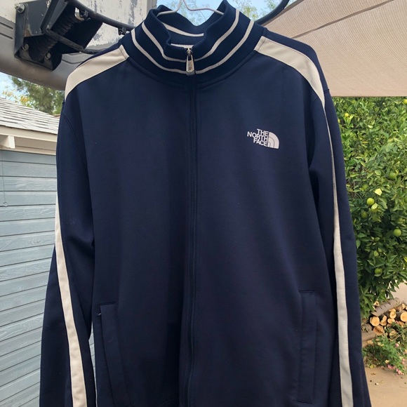 The North Face Jackets Coats Mens North Face Fleece Navy Blue Striped Jacket Poshmark